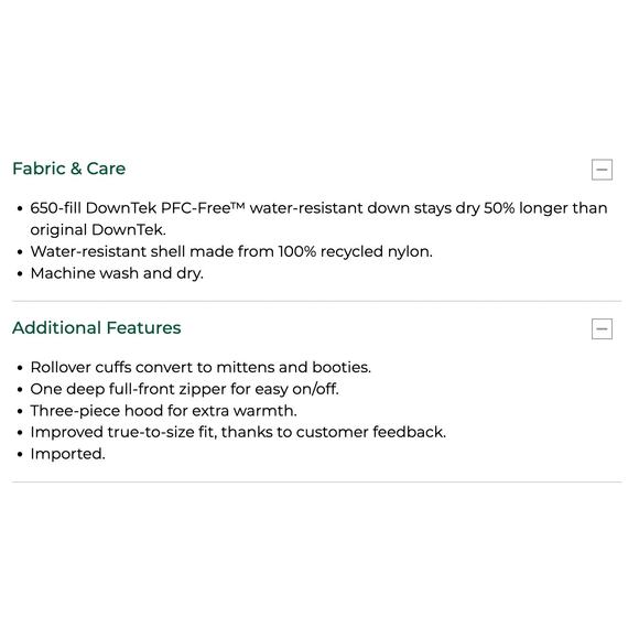 L.L. Bean Infants' Ultralight 650 Down Bunting Snowsuit 6-12 Months NWT - Picture 11 of 12